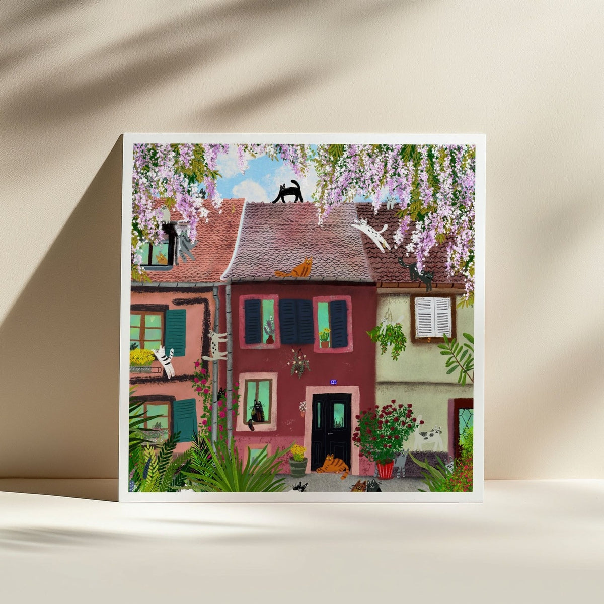 Cats at a Fairytale Town in France - Art Print
