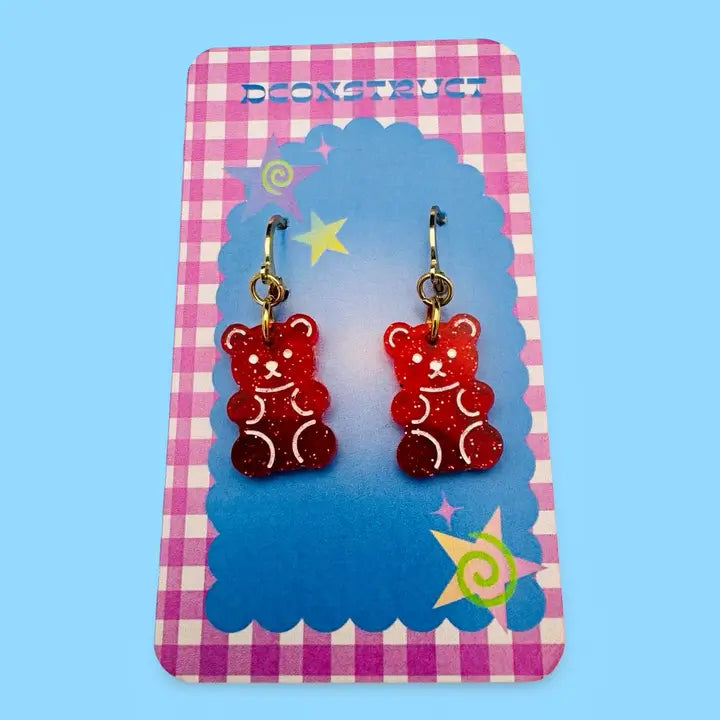 Boucle d'oreille bonbons rouge