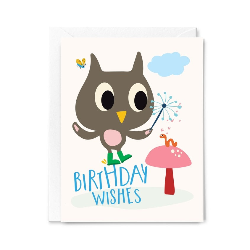 Carte de vœux Happy Birthday Owl Wishes