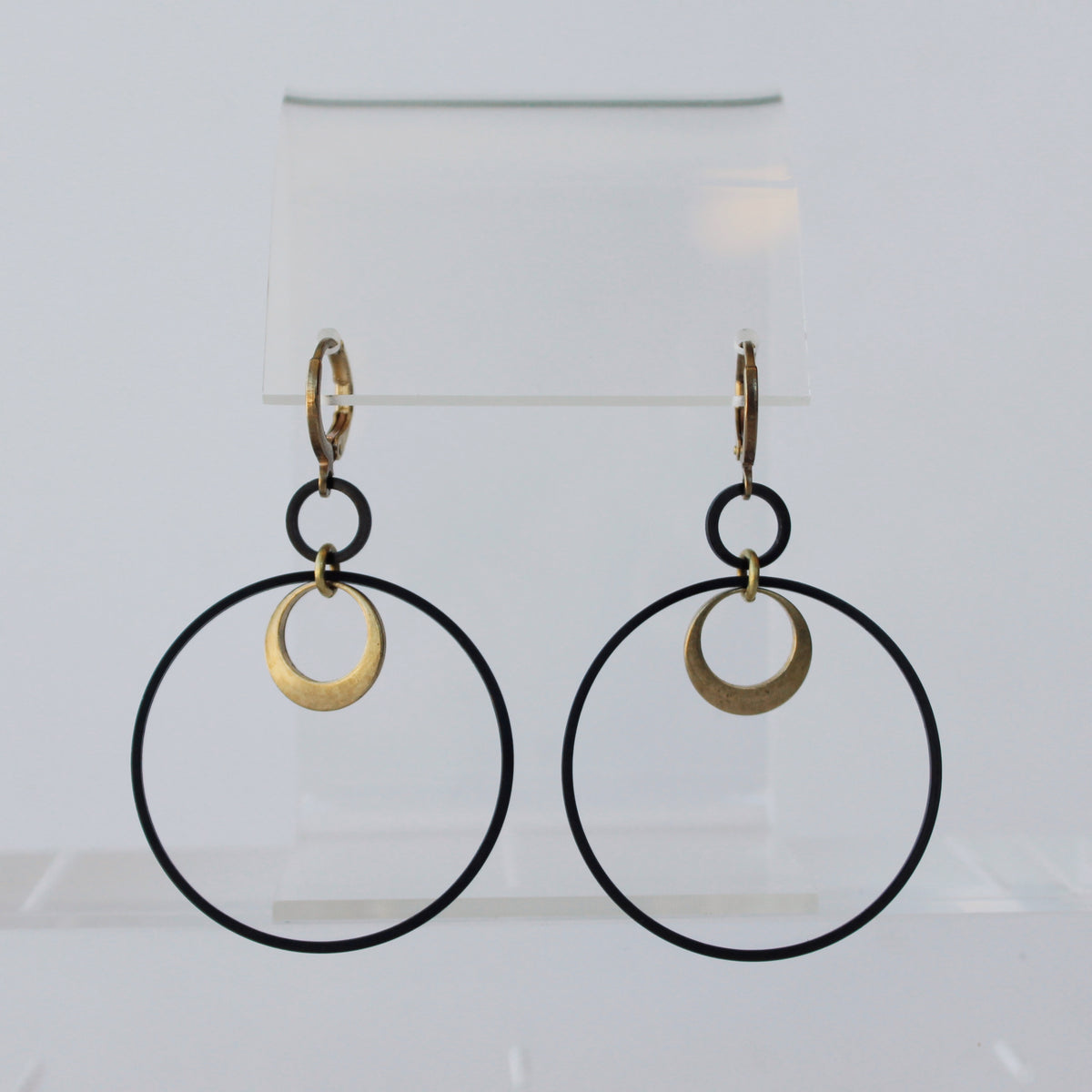 Oxidized Brass Orb Earrings