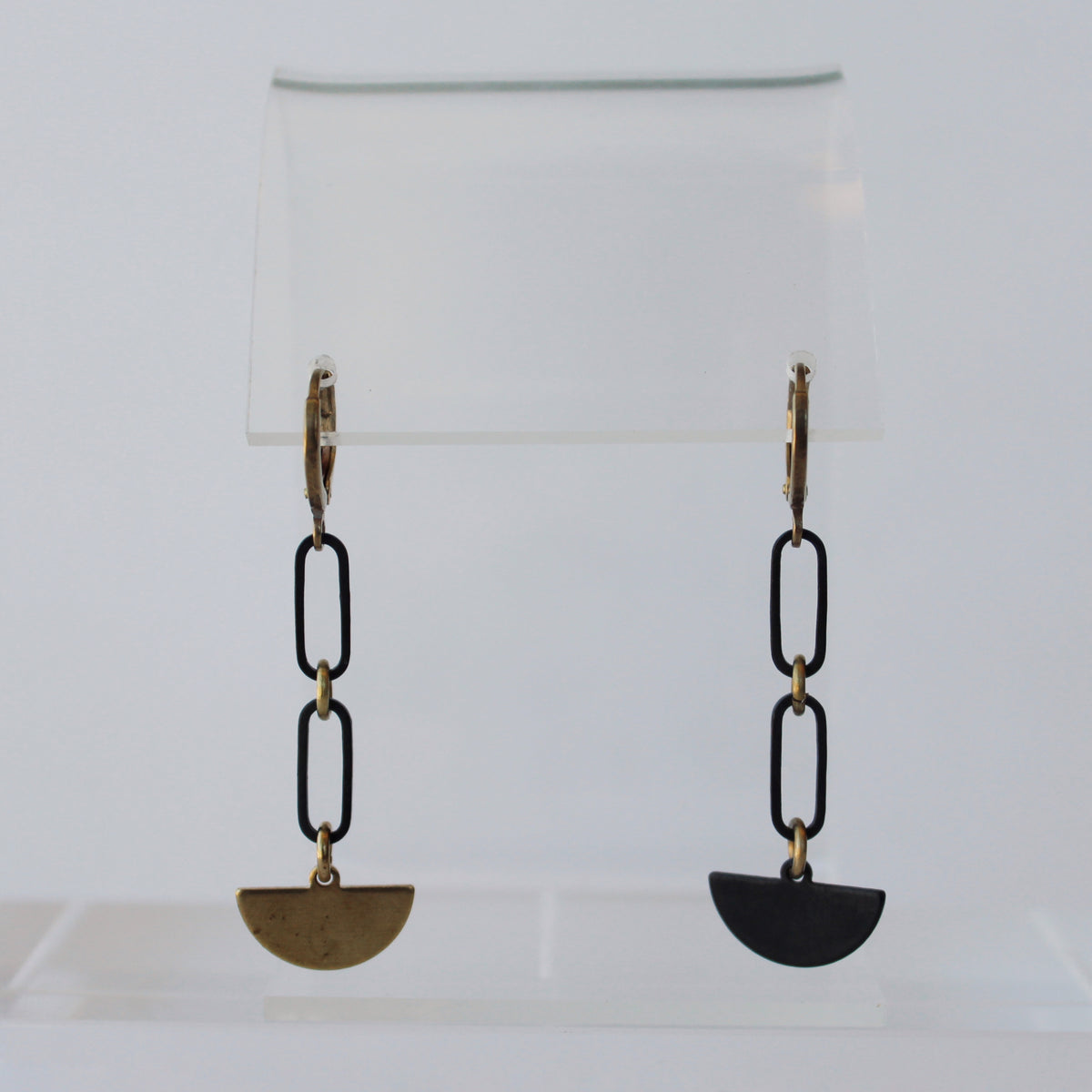 Oxidized Brass Asymmetrical Chain Earrings