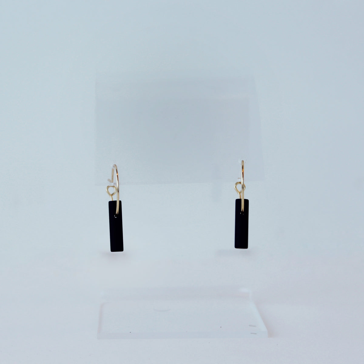 Small Gold Hoop Earrings with Graphite Charm