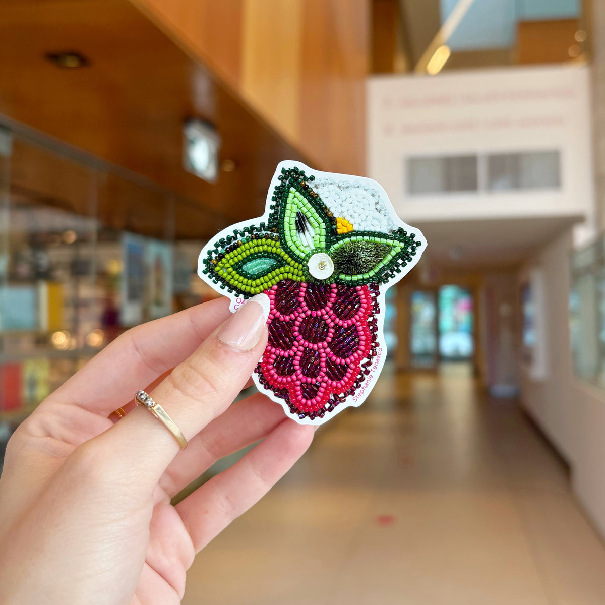 Stephanie Tenasco | Pagwadjiminike “Wild berry picking” - Miskomin (Raspberry) Sticker