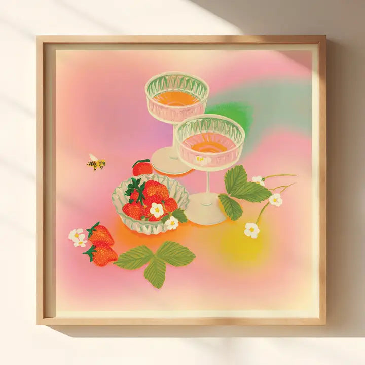 Strawberry Rainbow Cocktail Art Print