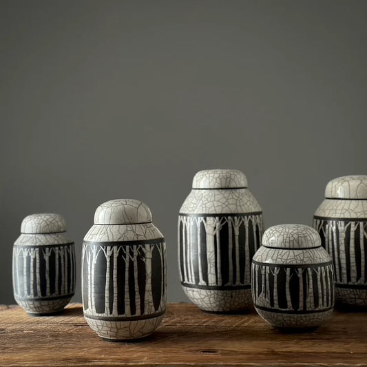 Small Raku Birch Jar