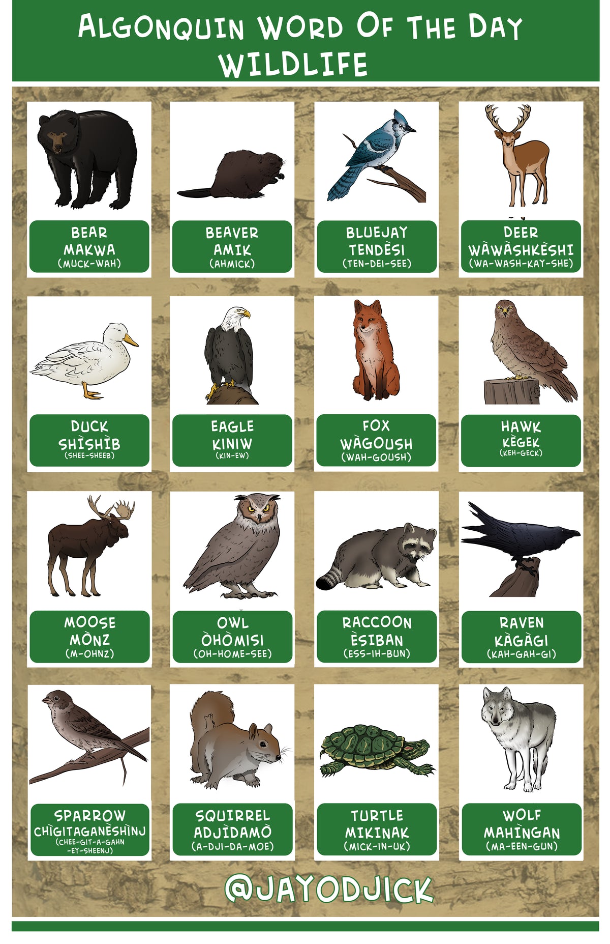 Algonquin Word of the Day Poster - Wildlife