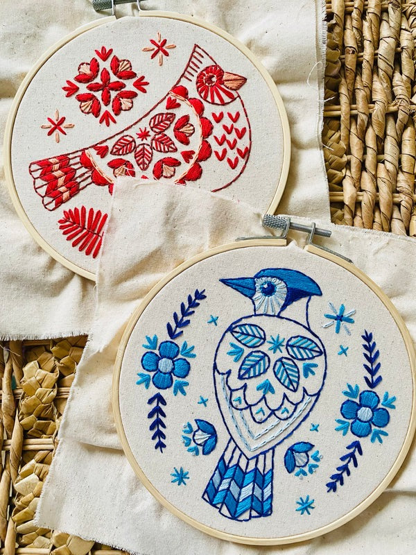 Folk Cardinal Complete Embroidery Kit