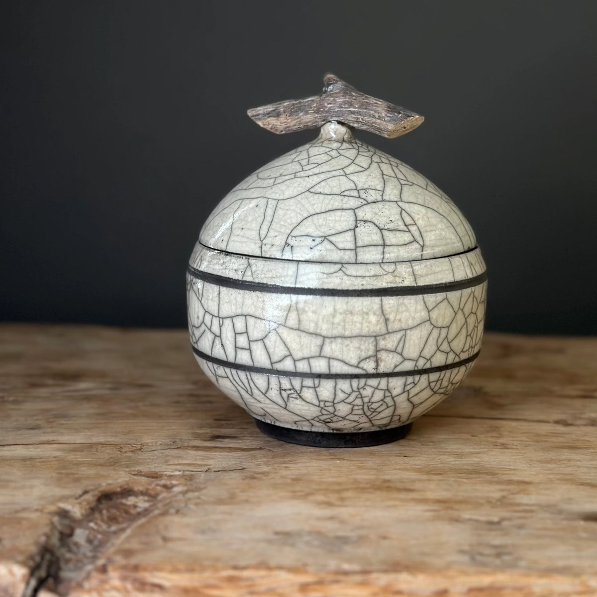 Large White Raku Keepsake Vessel