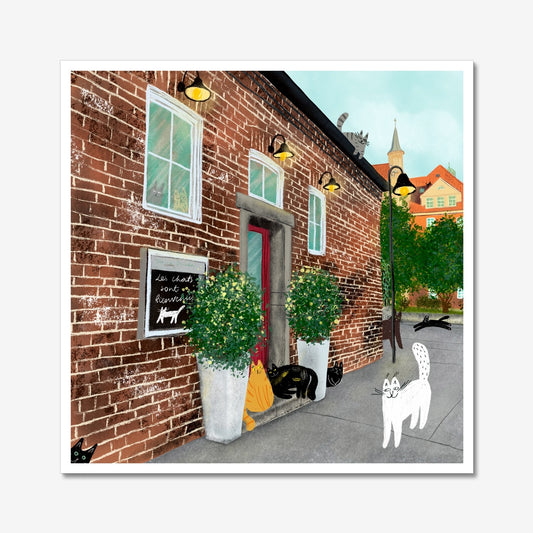 Cats at a Restaurant in Germany - Art Print