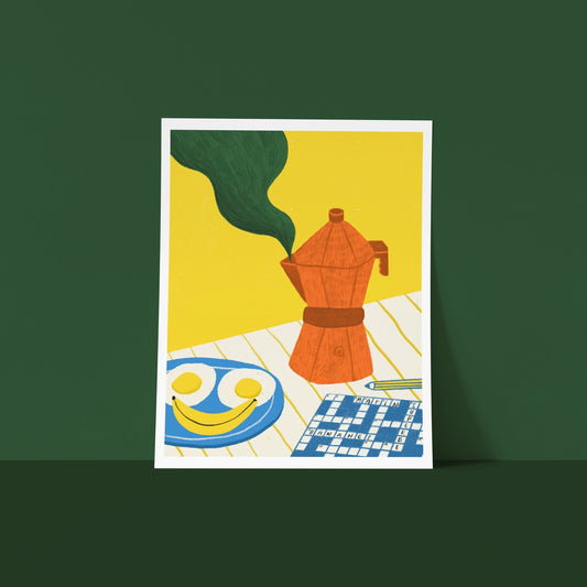 Art Print | Deux oeufs, banane, mots croisés