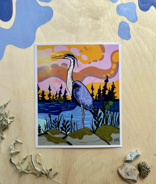 Blue Heron - 5" x 6" Print