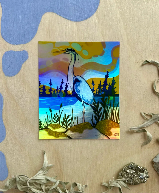 Holographic Sticker - Blue Heron