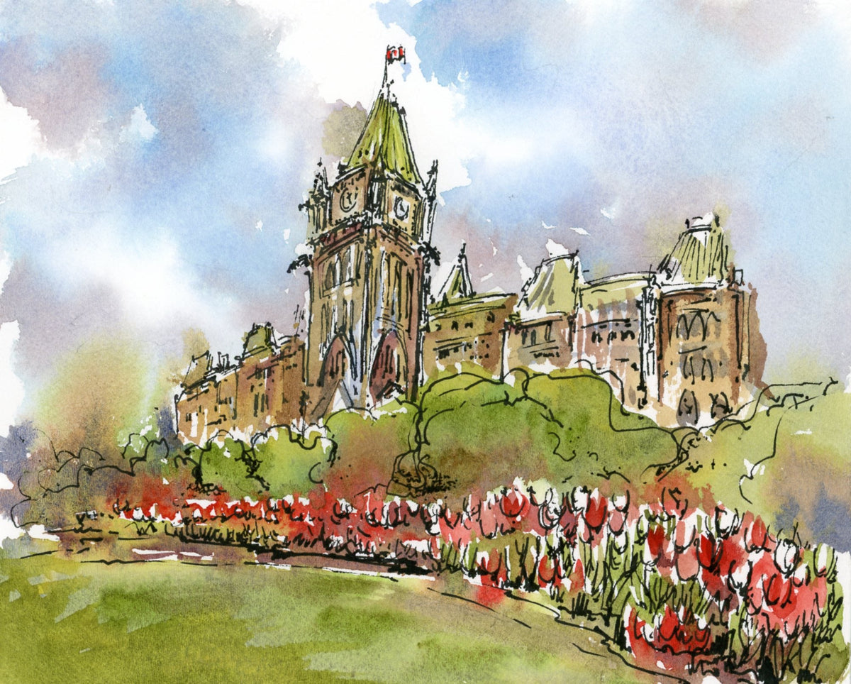 Tommy Lee Print - Parliament with Tulips