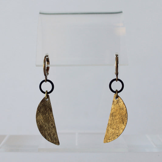 Oxidized Brass Half Circle Earrings