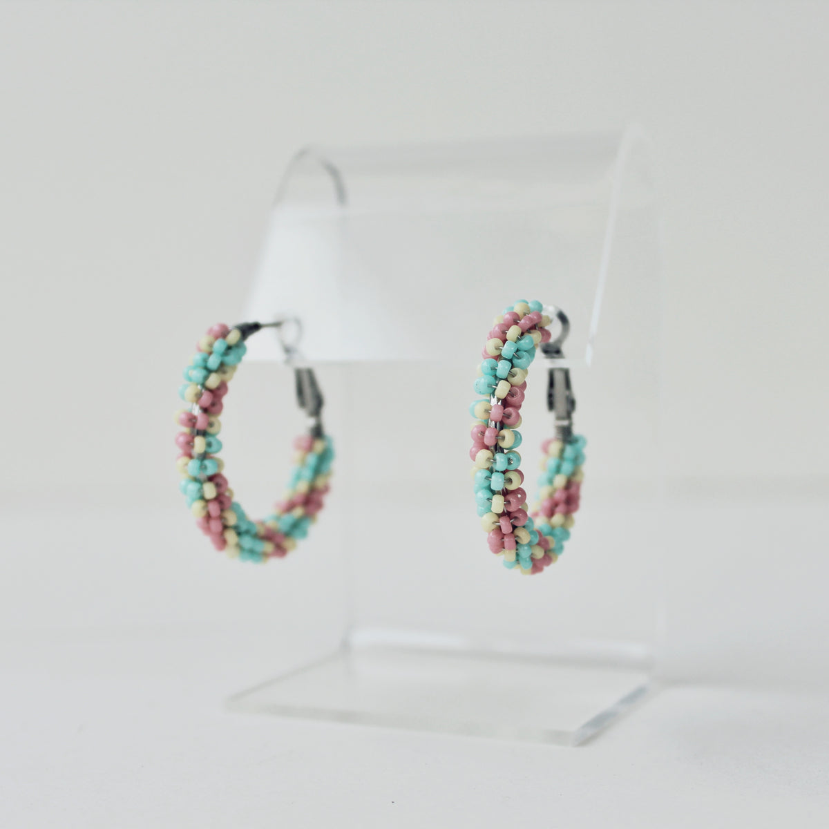 Swirly Beaded Hoop Earrings