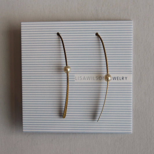 Minimalist Brass With Glass Pearl Ear-Wires