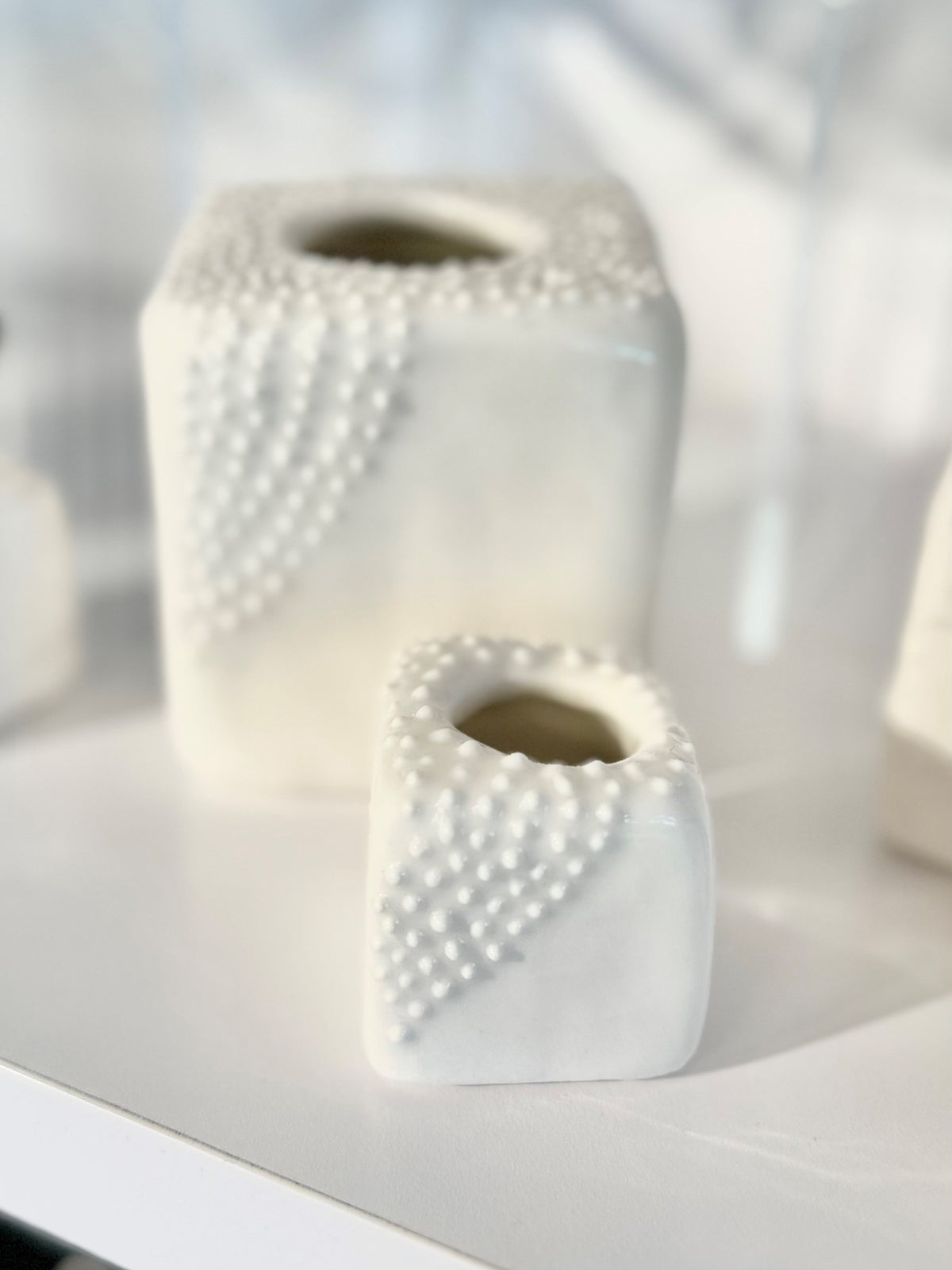 Square Vase Set - Dotted Texture