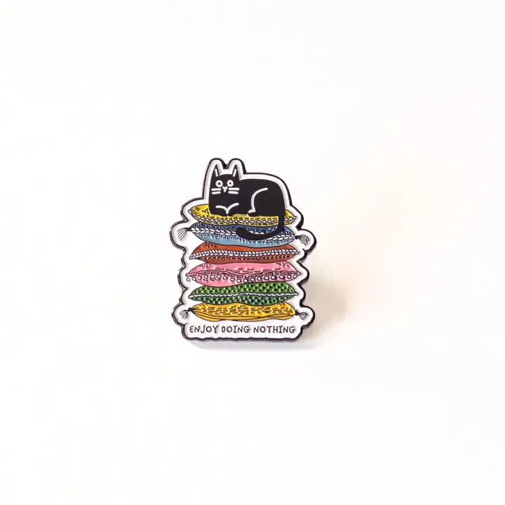 Lazy Cat Enamel Pin - Enjoy Doing Nothing