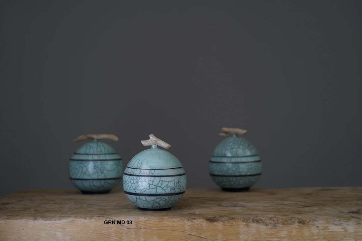 Medium Green Raku Keepsake Vessel