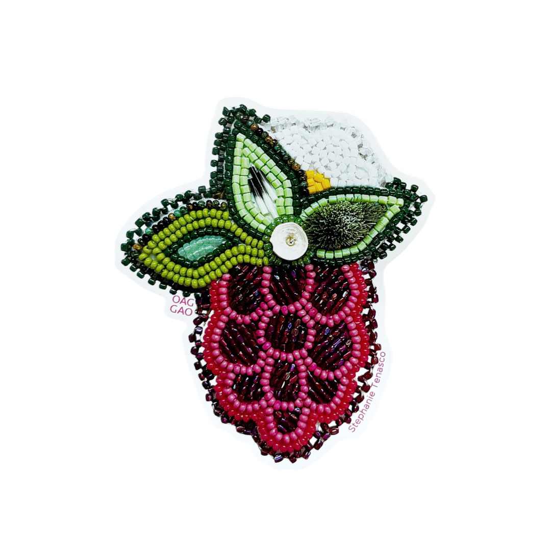 Stephanie Tenasco | Pagwadjiminike “Wild berry picking” - Miskomin (Raspberry) Sticker